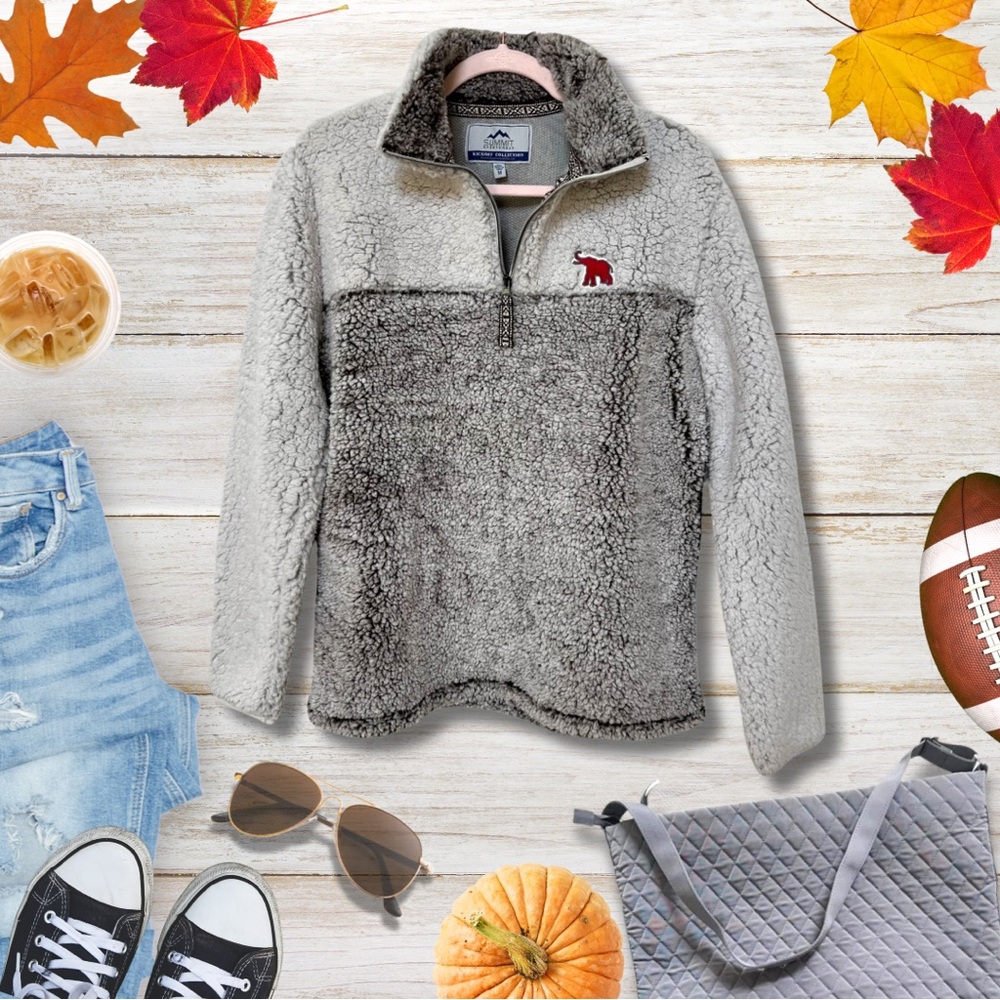 ROLL TIDE ALABAMA Sherpa Pullover Elephant Grey Red Women’s Medium UA Football
